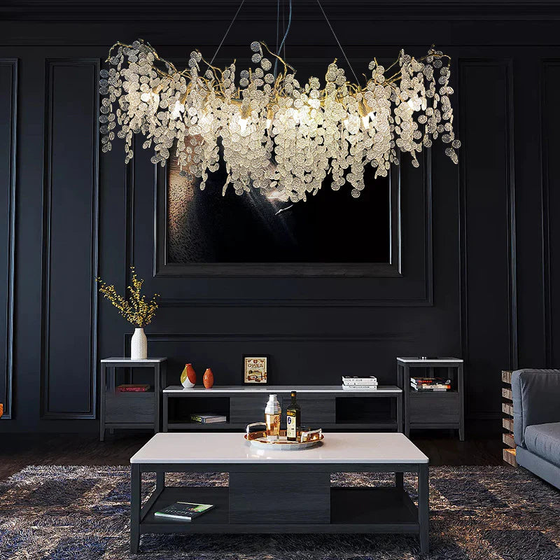 Hdc 1200mm Long Golden Long Drop Crystal Chandelier Ceiling Lights Hanging - Warm White