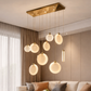 HDC Modern 10-Light Designer Glass Disc Chandelier Brass Finish Luxury Hanging Ceiling Light for Living Room & Dining Area