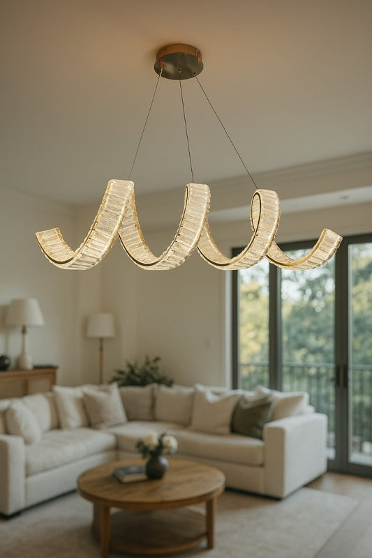 Hdc 1000mm Crystal Metal Modern Led Chandelier- Tricolor