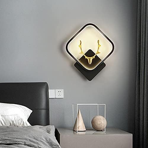 HDC LED Stag Golden Deer Square Wall Lamp Light- Warm White, Gold, Black