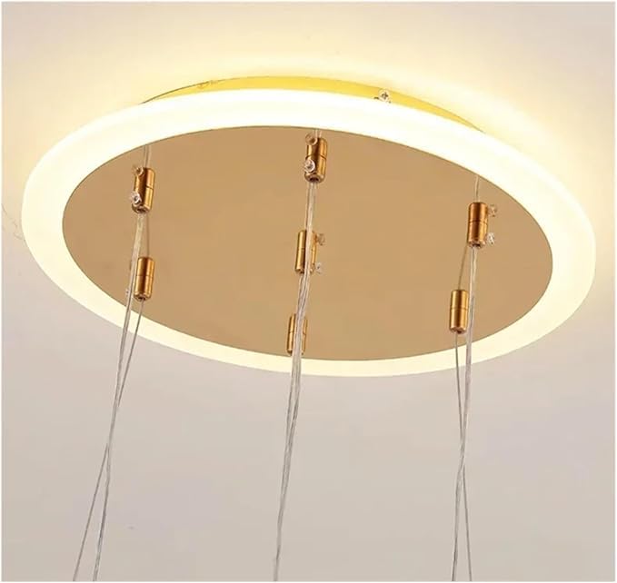Ojaro Modern Gold Crystal LED Pendant Chandelier Light for Dining Room, Living Room & Bedroom