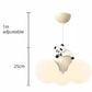 HDC Kids Cloud Pendant Chandelier Light with Playful Panda Figurine for Nursery & Kids Room