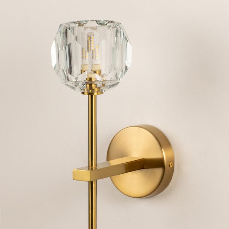 HDC Modern Gold Body Glass Wall Light for Bedroom, Living Room