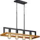 HDC Modern Rectangular Iron & Wood Hanging Chandelier Light for Dining & Living Spaces