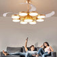 Hdc Invisible Gold Rings Ceiling Fan Chandelier With Remote 4 Retractable Abs Blades - Warm White