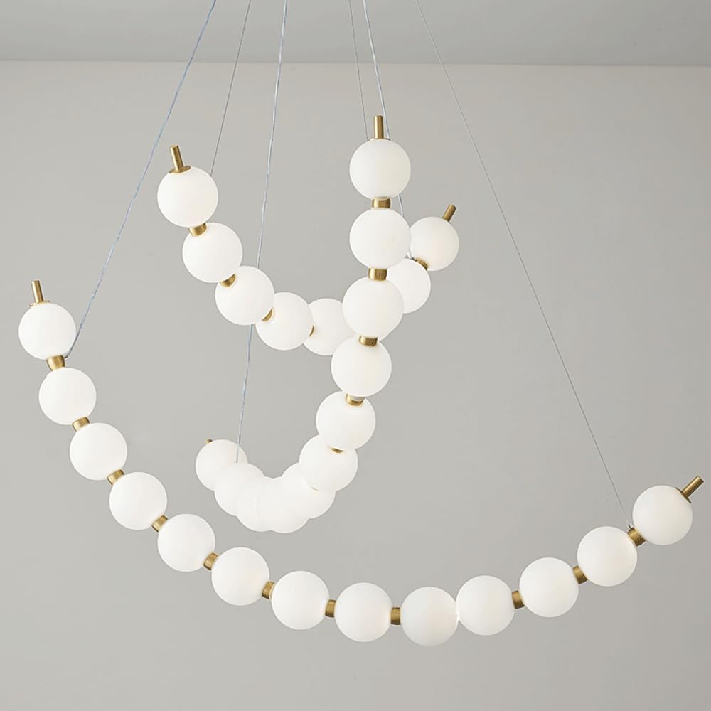 HDC 3 Layer (9+6+4)  Nordic Simple Pearl Necklace Spherical Glass Chandelier