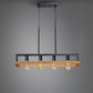 HDC Modern Rectangular Iron & Wood Hanging Chandelier Light for Dining & Living Spaces