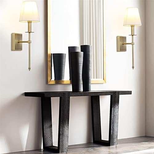 HDC 1-Light Antique Brass Classic Vintage Industrial Wall Light with White Fabric Shade