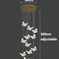 HDC 12 Lights Light Led Butterfly Crystal Double Height Stair Chandelier- Tricolor