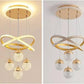 Ojaro Modern Gold Crystal LED Pendant Chandelier Light for Dining Room, Living Room & Bedroom