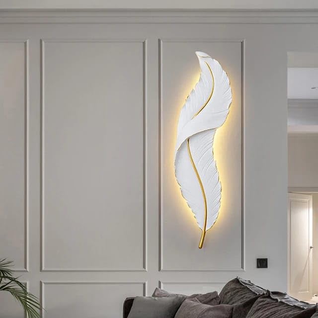 Nordic Modern Creative Feather Light Led Wall Lamp Bedroom Bedside