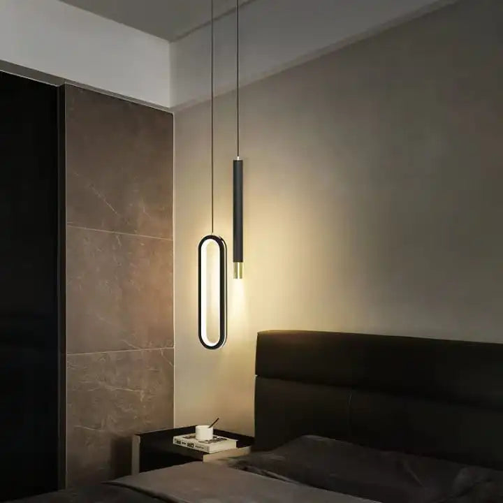 HDC Modern Bedroom Bedside Pendant Lamp with Rotatable Spotlight for Picture Bedside Reading Lighting LED Suspension Hanging Light
