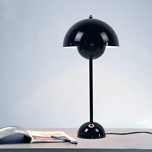 HDC Luxury Black Metal Dome Table Lamp for Bedroom, Living Room & Study