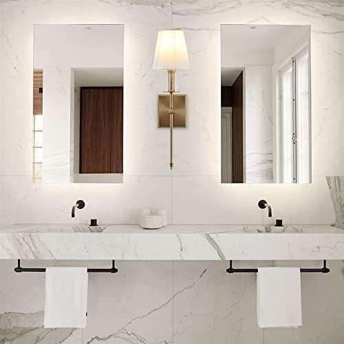 HDC 1-Light Antique Brass Classic Vintage Industrial Wall Light with White Fabric Shade