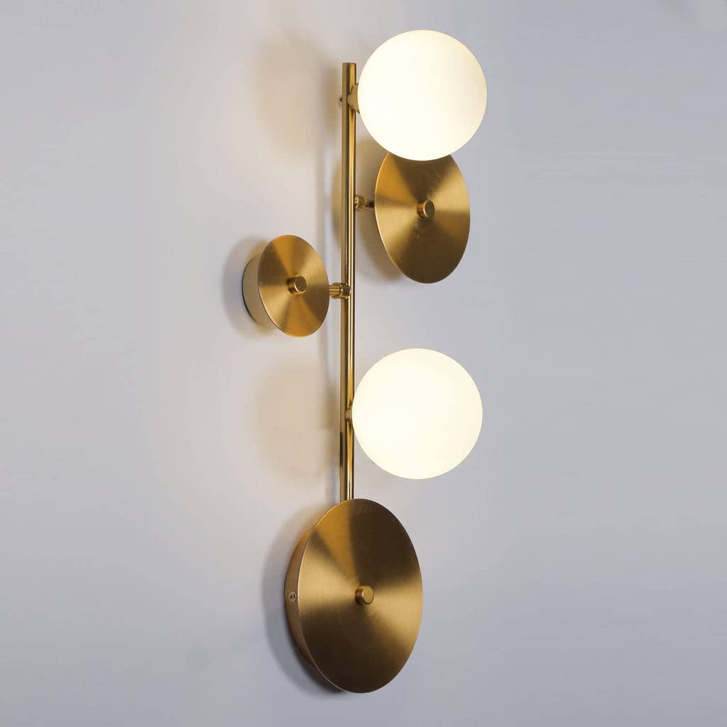 Hdc Mid Century Metal With Frosted Glass Globe Wall Lamp