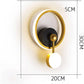 HDC 14W Black Gold Round Shape LED Wall Lamp with Pendulum- Warm White
