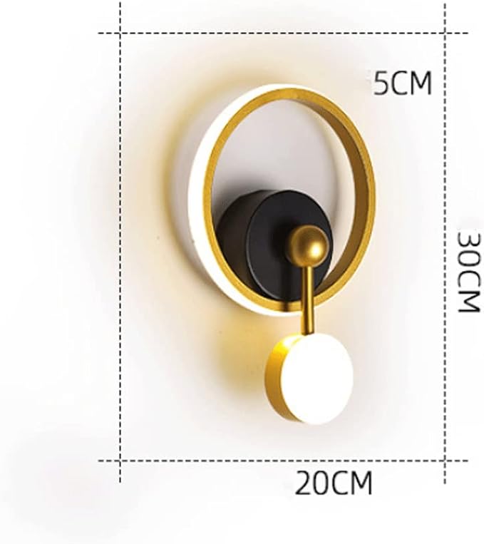 HDC 14W Black Gold Round Shape LED Wall Lamp with Pendulum- Warm White