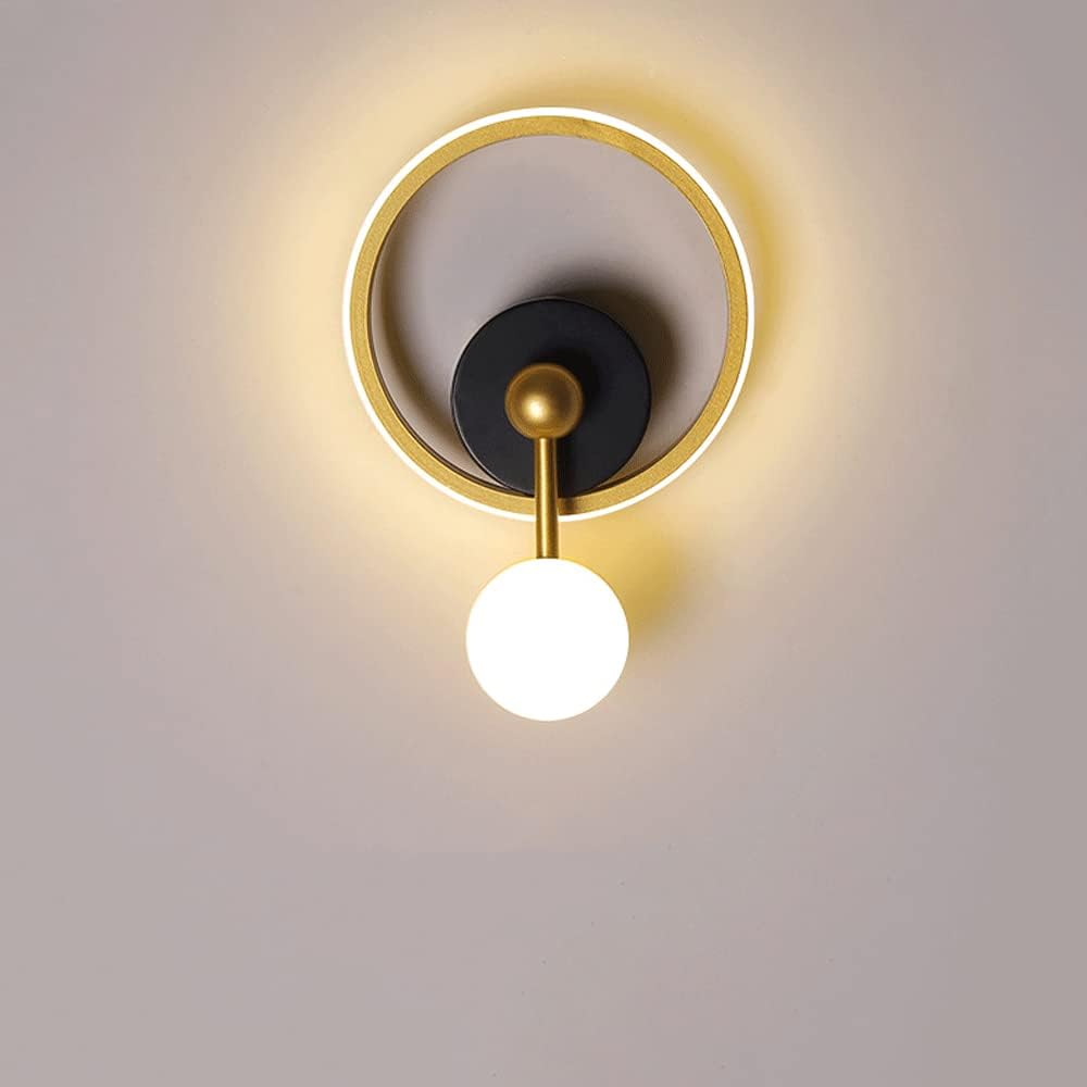 HDC 14W Black Gold Round Shape LED Wall Lamp with Pendulum- Warm White