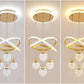 Ojaro Modern Gold Crystal LED Pendant Chandelier Light for Dining Room, Living Room & Bedroom