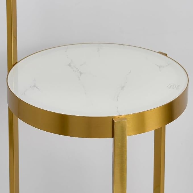 HDC Metal Marble Gold Living Room Dining Room Floor Lamp With Shelf