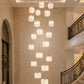 HDC 22 Lights Luxury Multi-Cube Marble Finish Hanging Chandelier for Staircase & Double Height Ceiling