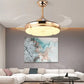 Hdc Gold Ceiling Fan Chandelier With Remote Control 4 Retractable Abs Blades - Warm White