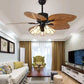 HDC Tropical Ceiling Fan with Lights, 5 Reversible Palm Leaf Blades 3 Speeds Fan Light