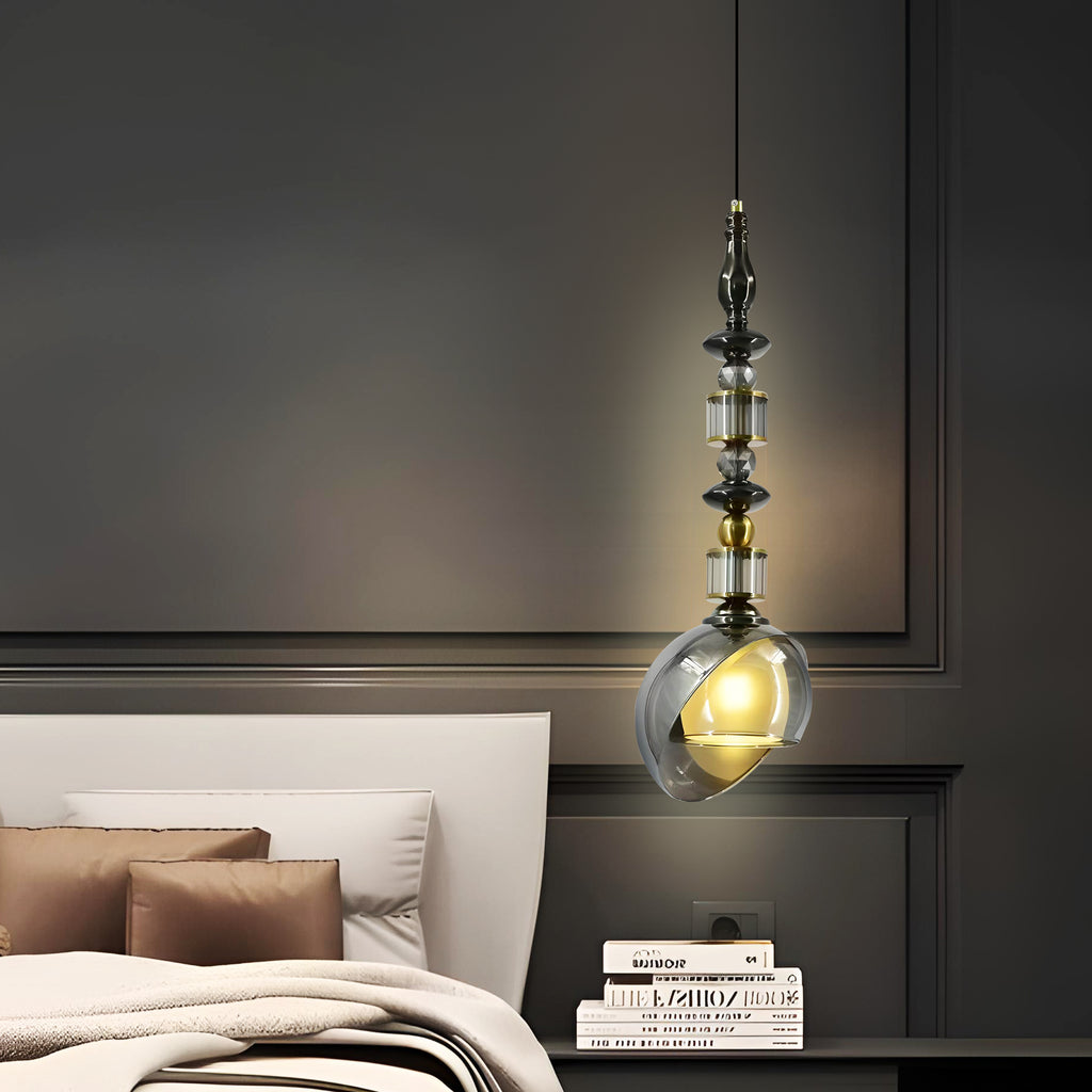 HDC Luxury Amber/Smoke Glass Pendant Light for Living Room & Bedroom