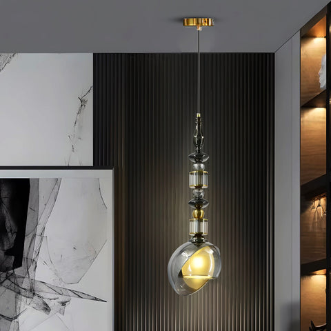 HDC Luxury Amber/Smoke Glass Pendant Light for Living Room & Bedroom