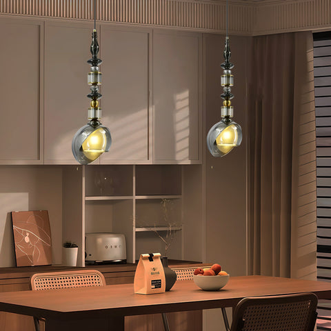 HDC Luxury Amber/Smoke Glass Pendant Light for Living Room & Bedroom
