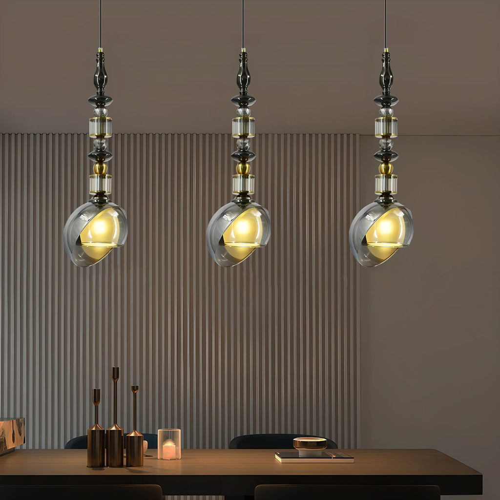 HDC Luxury Amber/Smoke Glass Pendant Light for Living Room & Bedroom