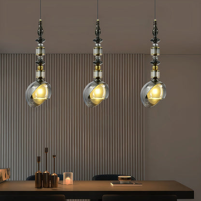 HDC Luxury Amber/Smoke Glass Pendant Light for Living Room & Bedroom