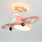 Hdc Children's Flying Plane LED Helicopter Lamp For Kids Girls Boys Bedroom with Lamp Remote Control Blue Pink Fan Chandelier