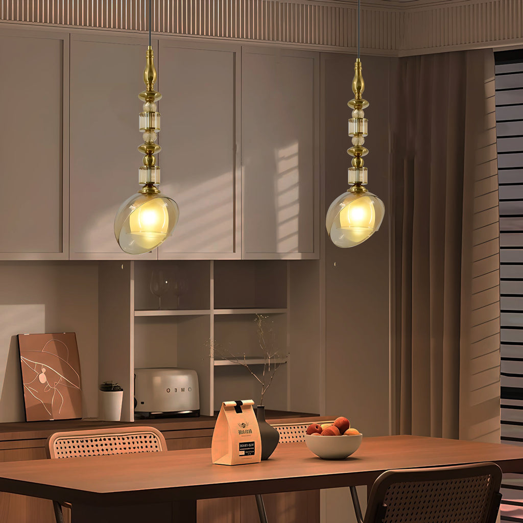 HDC Luxury Amber/Smoke Glass Pendant Light for Living Room & Bedroom