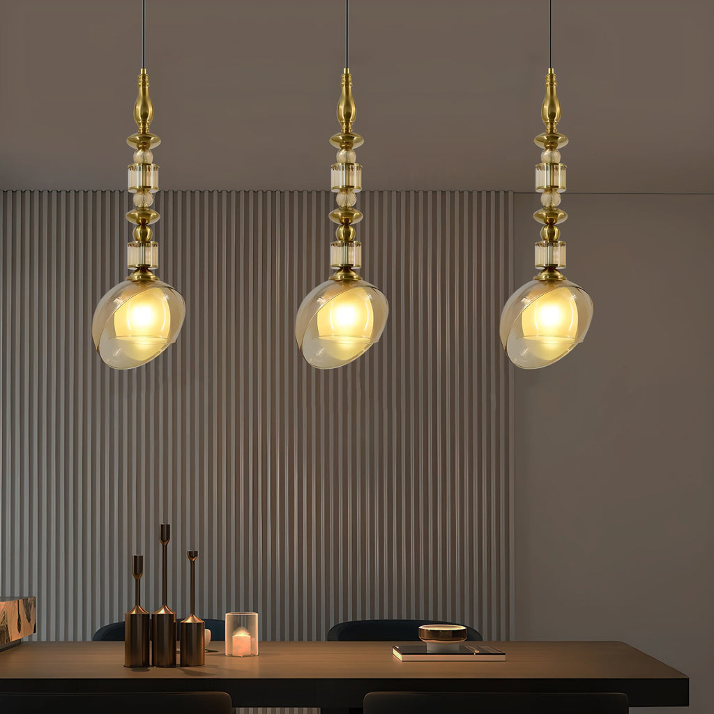 HDC Luxury Amber/Smoke Glass Pendant Light for Living Room & Bedroom
