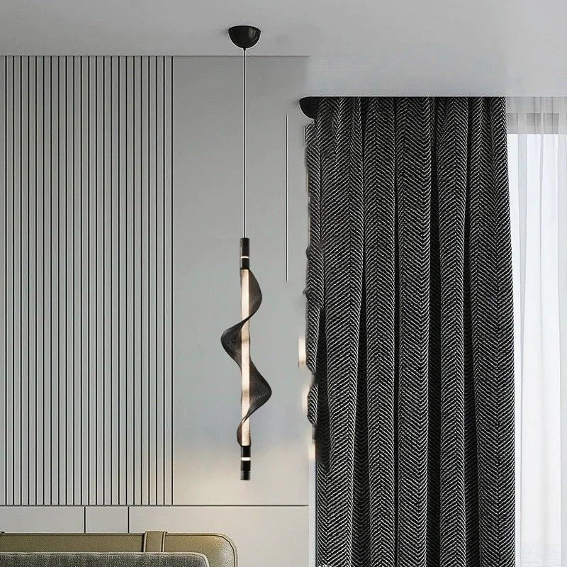 Hdc Led Pendant Light Acrylic Wavy Island Ceiling Lights (Black) - Warm White