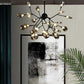 HDC 27 Lights Amber/ Smoke Ball Firefly Black Chandelier Adjustable Brass Heracleum Led Ceiling Light Hanging Lamp - Warm White
