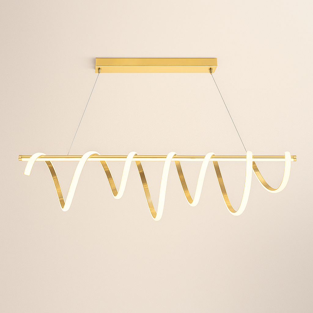 Hdc Gold Electroplated LED Pendant Chandelier Twisty Curl Lights Dining Room Lamp - Tricolor