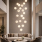 HDC 22 Lights Luxury Multi-Drop Moon Ball LED Chandelier for Staircase & Double Height Ceiling