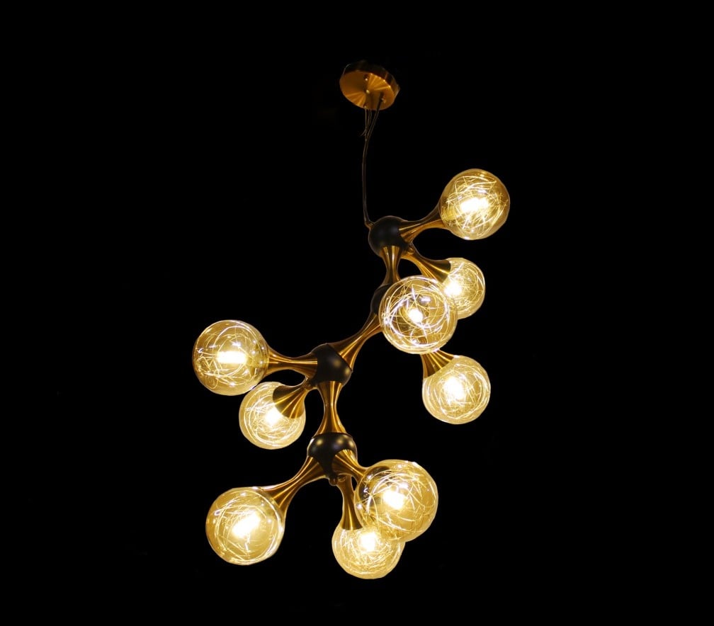 Hdc 9 Heads Modern Zig-Zag Shape Design Glass Ball Pendant Lamp Chandelier