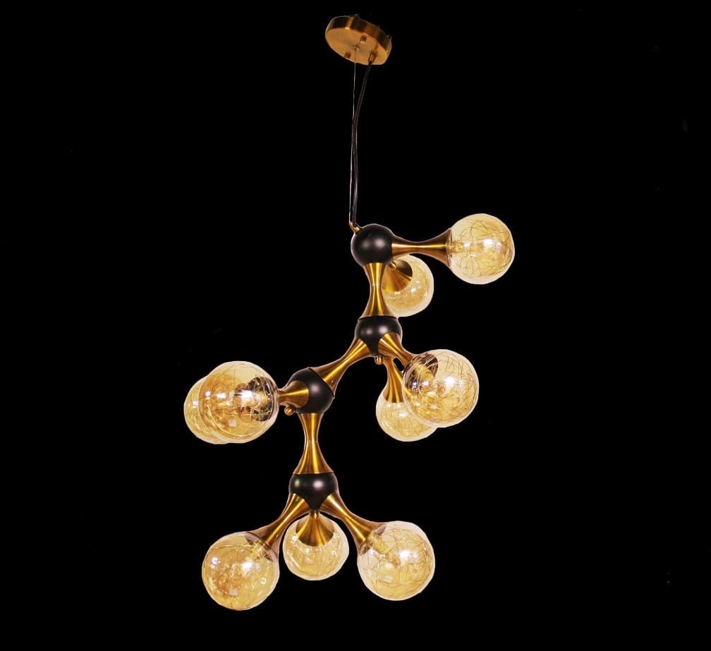 Hdc 9 Heads Modern Zig-Zag Shape Design Glass Ball Pendant Lamp Chandelier
