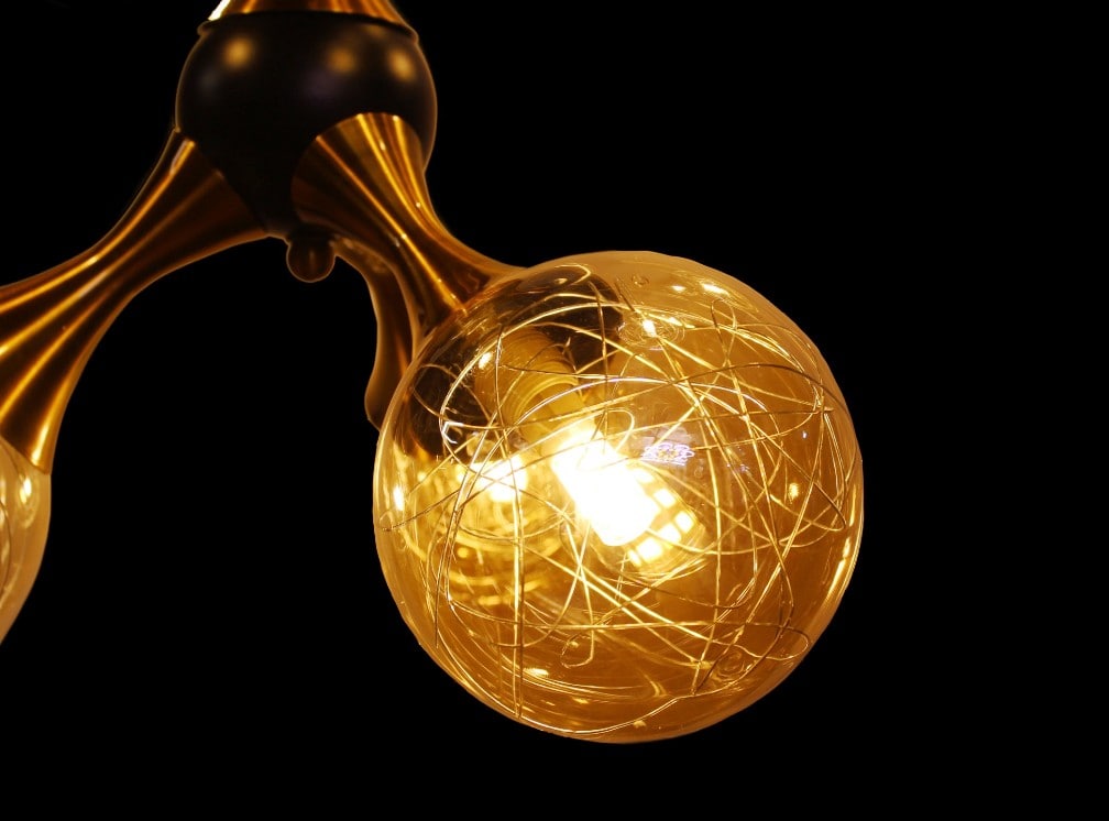 Hdc 9 Heads Modern Zig-Zag Shape Design Glass Ball Pendant Lamp Chandelier