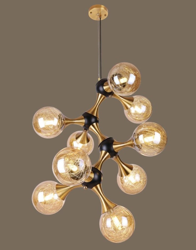 Hdc 9 Heads Modern Zig-Zag Shape Design Glass Ball Pendant Lamp Chandelier