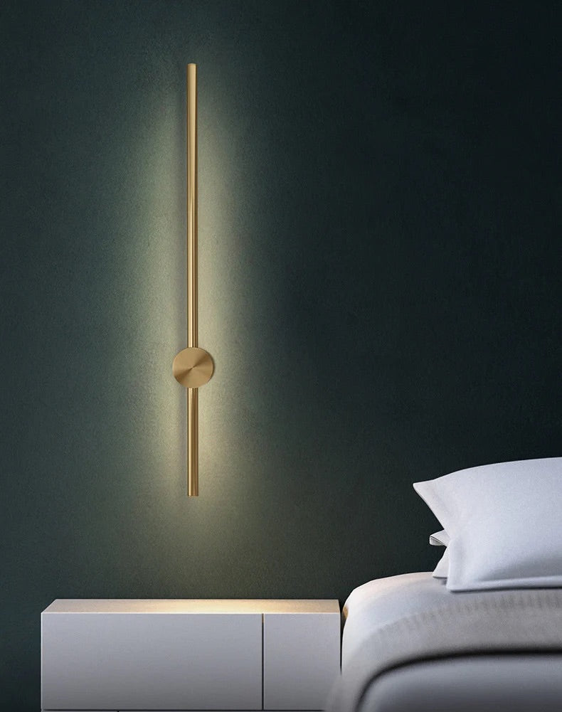 HDC Led Gold Long Tube Wall Light- Tricolor