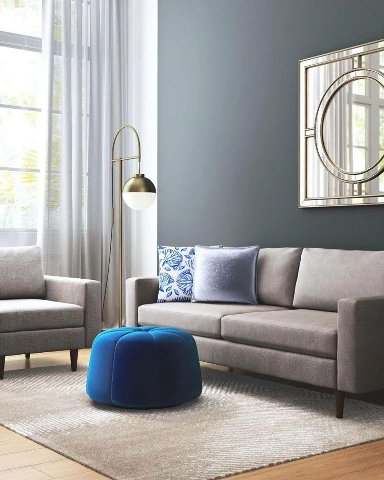 HDC Golden Electroplated Arch Standing Lamp Spherical Glass Lampshade Contemporary Floor Lamp for Reading, Bedroom and Living Room