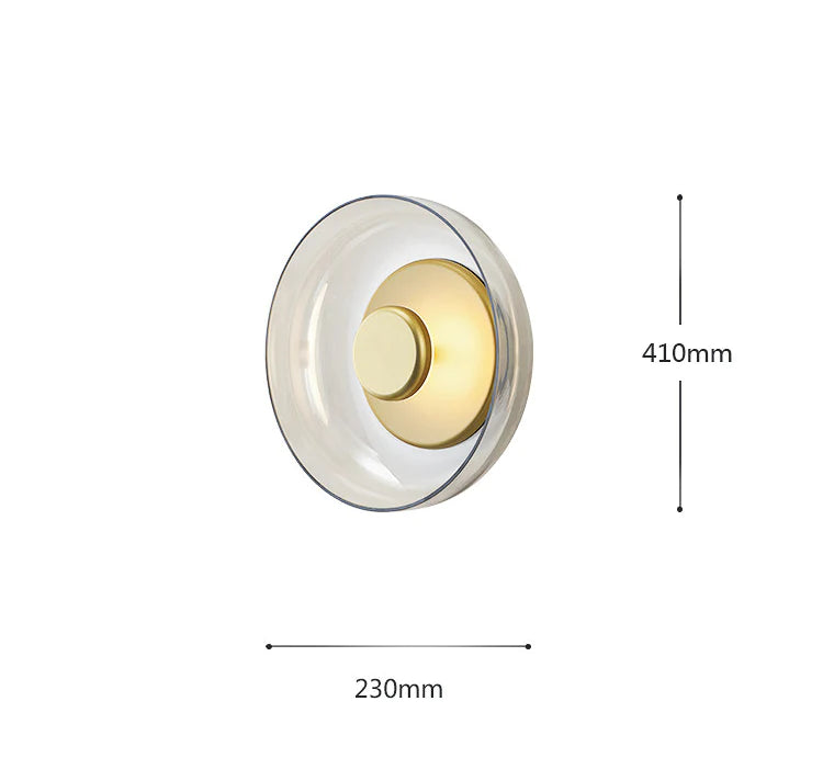 Hdc Led Gold Champagne Amber Glass Wall Light Metal - Gold Warm White
