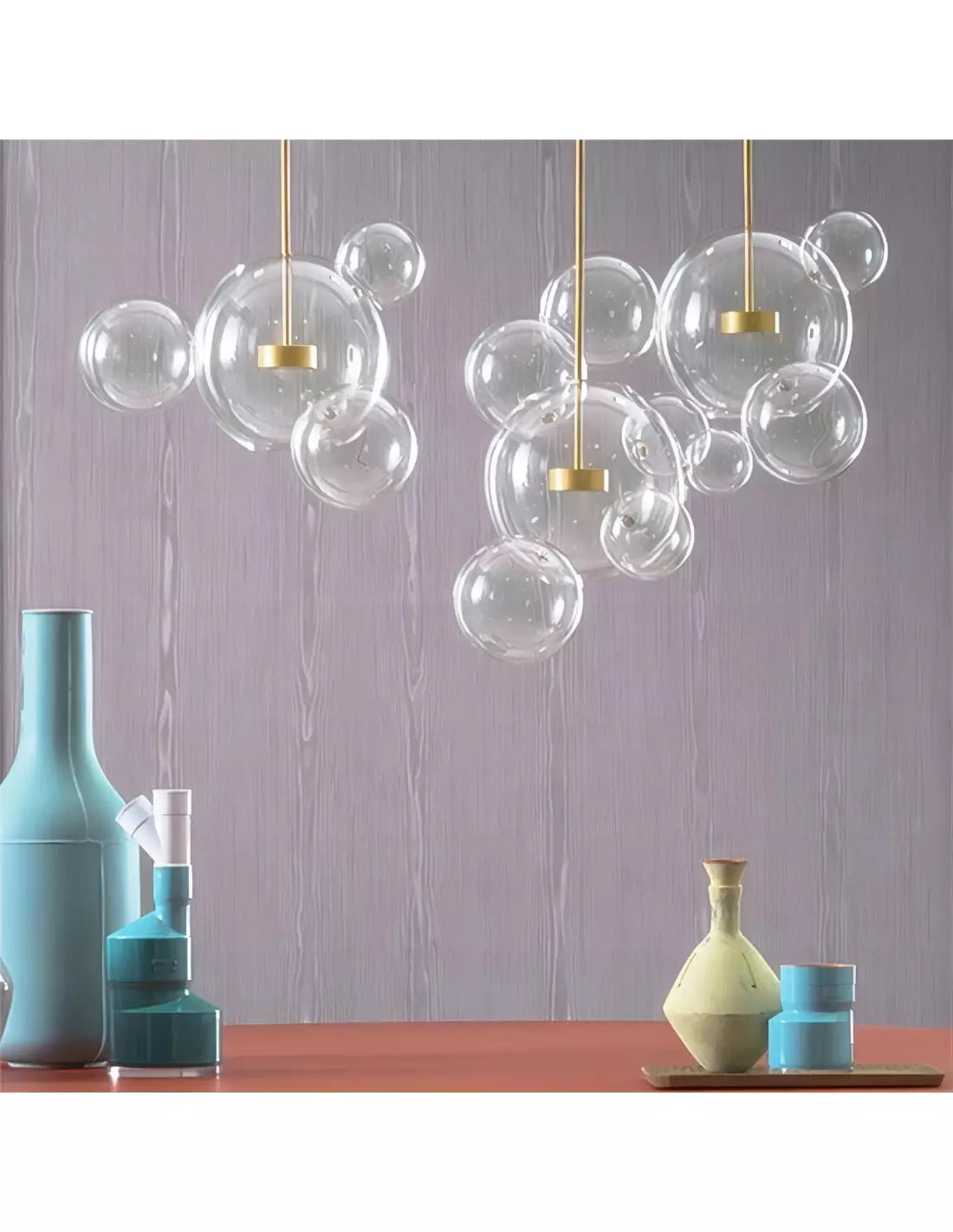 Hdc 1 Light Modern Creative Kitchen Island Nordic Art Transparent Glass Soap Bubble Chandelier Lamp