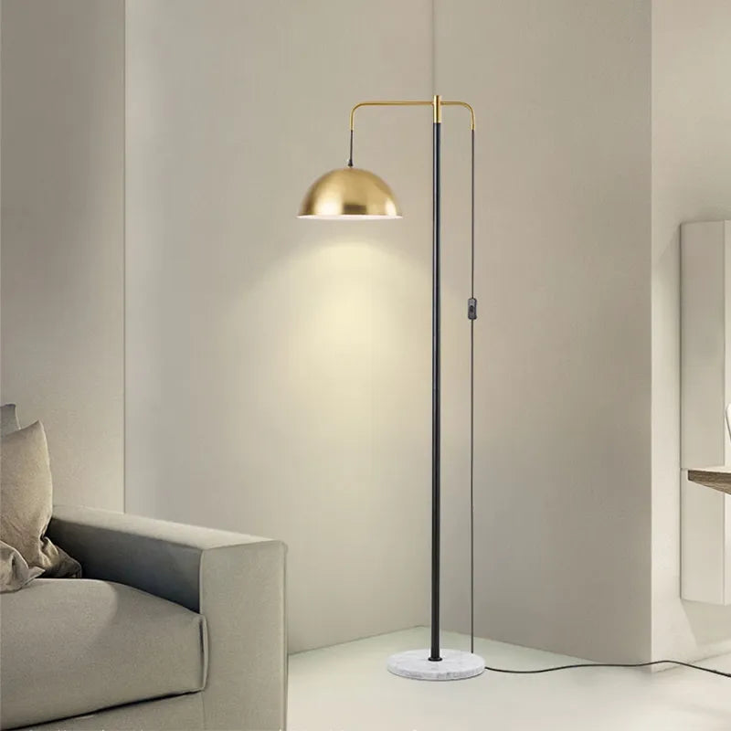 HDC Vintage Metal Marble Brass Black Living Room Dining Room Floor Lamp