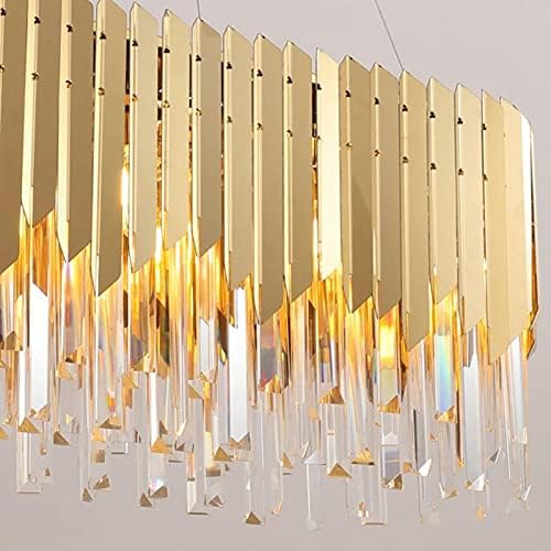 HDC Luxury Modern Crystal Rectangle Gold Kitchen Island LED Crystal Ch