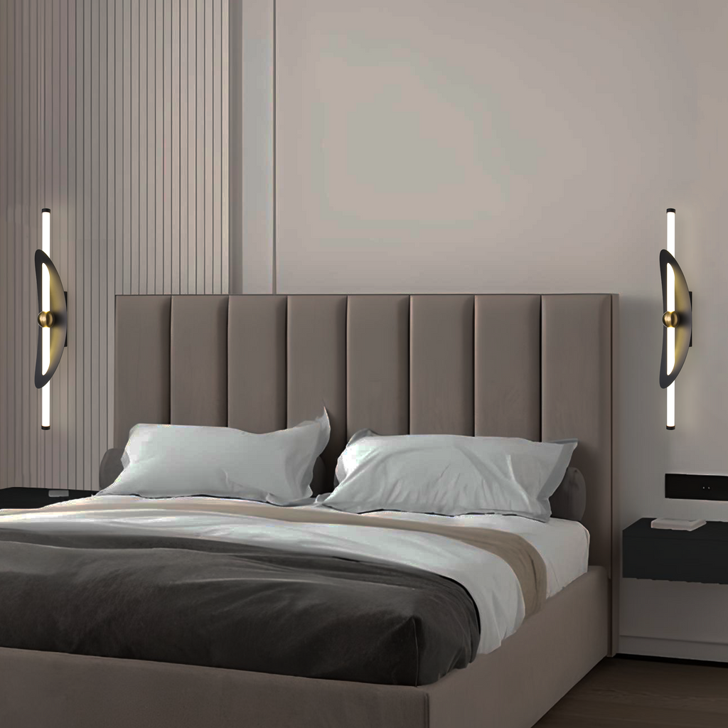 HDC Luxury Black & Gold Vertical LED Wall Light For Living Room